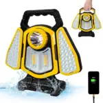 Lampe de chantier solaire 360° waterproof avec 5 modes d'éclairage